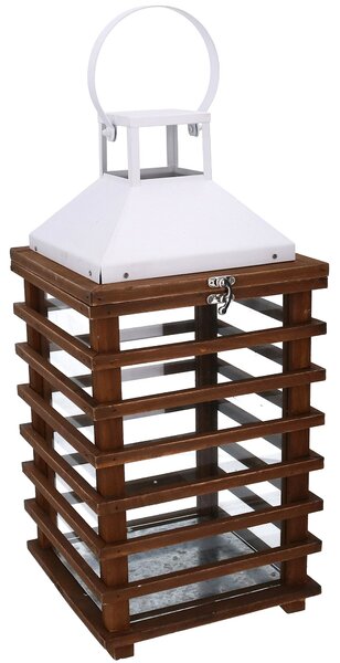 Lanterna in legno marrone rettangolare cm 23,5x23xh49