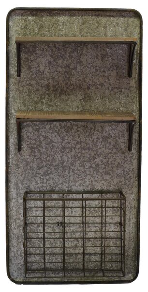 Mensola in metallo in legno 2 piani con portatutto cm 38,5x11,5xh78