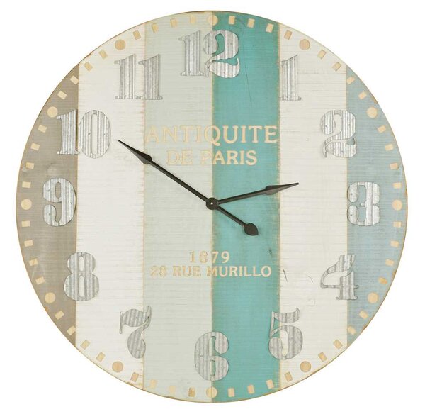 Orologio in legno bianco azzurro cm Ø113,5x6