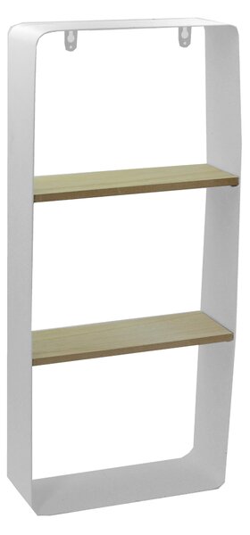 Mensola in metallo bianco e in legno 2 piani cm 25,5x10xh57