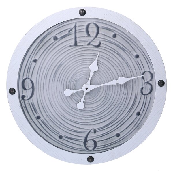 Orologio in legno bordo bianco cm Ø50x3