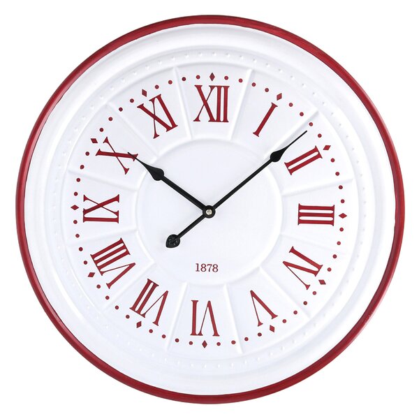 Orologio in legno in metallo bianco rosso cm Ø50x4,5