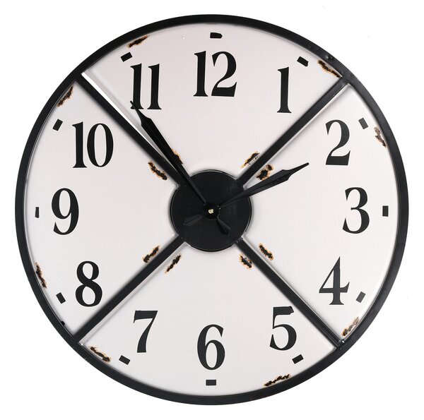 Orologio in metallo bianco nero tondo cm Ø62x5
