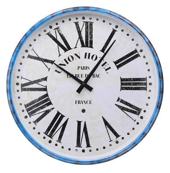 Orologio in metallo azzurro bianco tondo cm Ø39x6