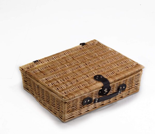 Cestino Pic-nic in vimini campagna con accessori barbeque cm 50x40xh14