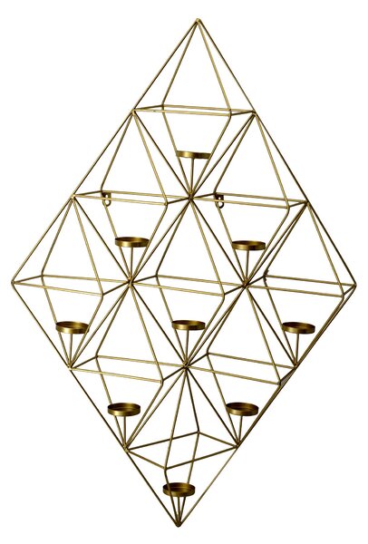 Portacandele in metallo oro 9p cm 62x92x18,7