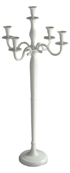 Portacandele candelabro in alluminio bianco 5 posti cm 45x45xh100