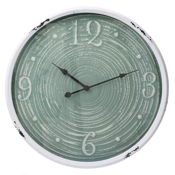 Orologio in metallo bordo bianco verde cm Ø48x6