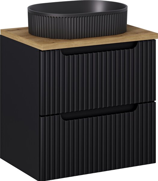 Mobile Bagno 60 Cm Nero Con Piano E Lavabo Da Appoggio
