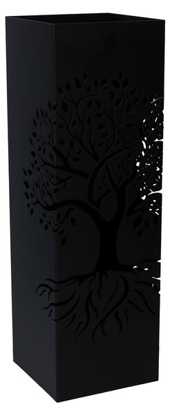 Portaombrelli in metallo albero nero quadro cm 15,5x15,5xh49