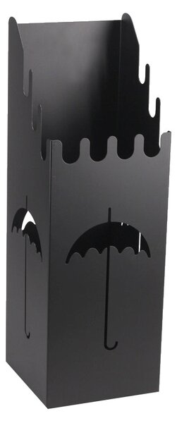 Portaombrelli in metallo nero quadro cm 15,5x15,5xh49