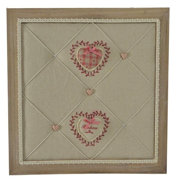 Portamemo in legno con stoffa rouge quadro cm 47x47x7