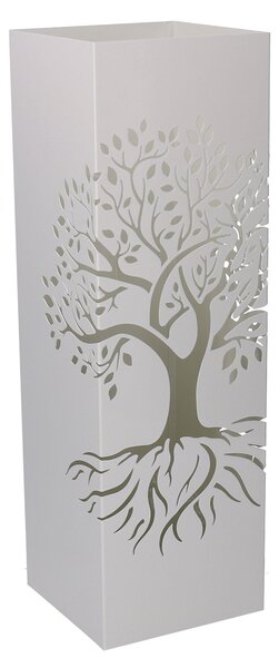 Portaombrelli in metallo albero bianco quadro cm 15,5x15,5xh49
