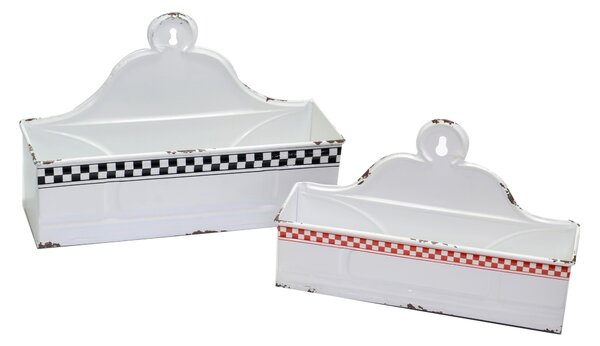 Set 2 Portatutto in metallo bianco rosso nero