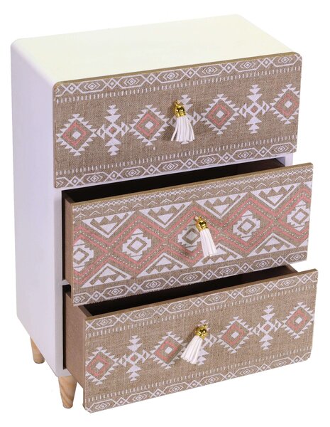 Portatutto in legno in tessuto morfeo 3 cassetti cm 24x13xh34