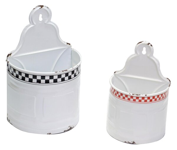 Set 2 Portatutto in metallo bianco rosso nero