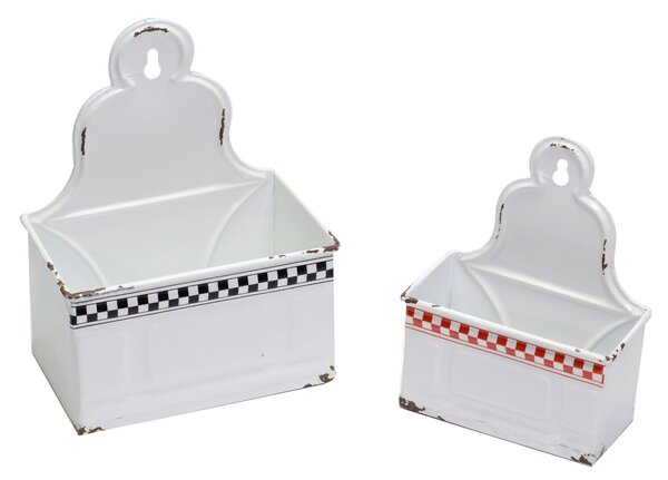 Set 2 Portatutto in metallo bianco rosso nero