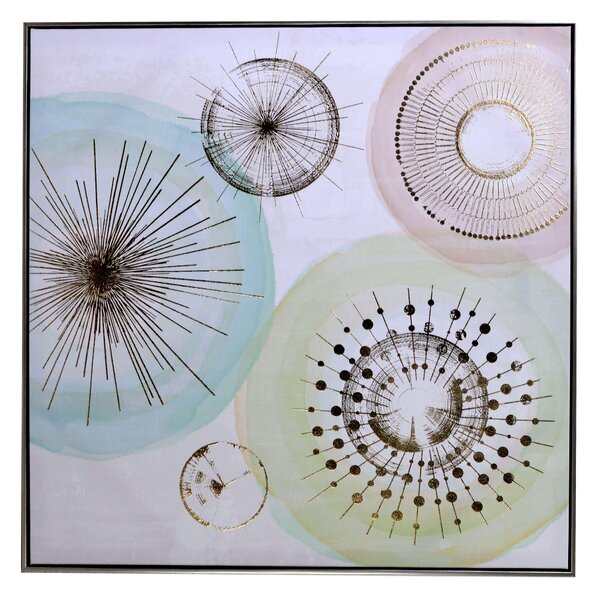 Quadro dipinto astratto colori pastellocm 82x82x4,5