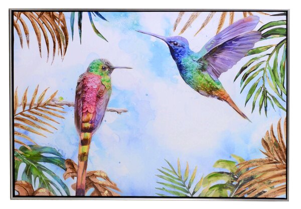 Quadro dipinto colibrì cm 92x62x4,5