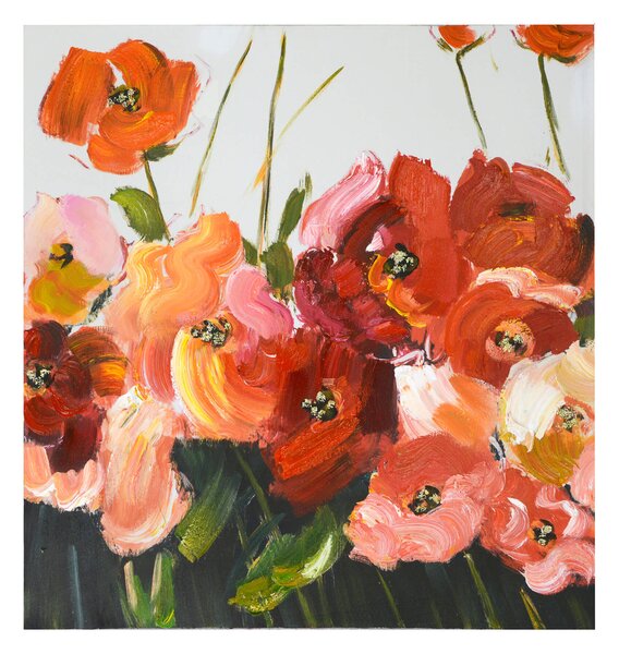 Quadro dipinto fiori cm 80x80x4