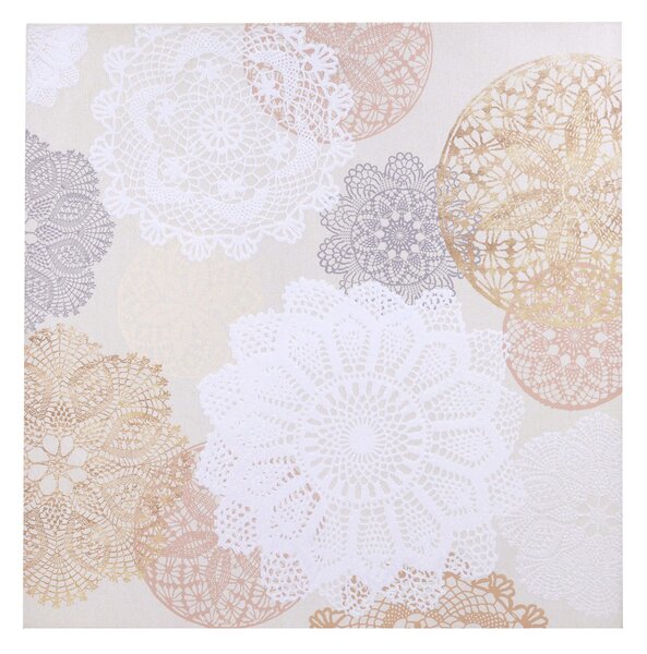 Quadro dipinto mandala chiaro cm 80x80x4