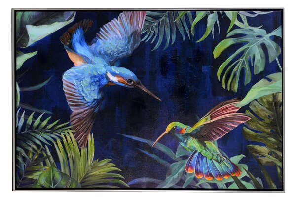 Quadro dipinto colibrì cm 92x62x4,5