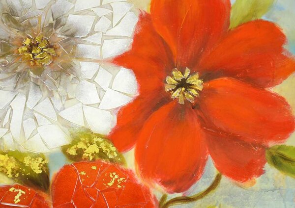 Quadro fiori multicolor in gel cm 100x100