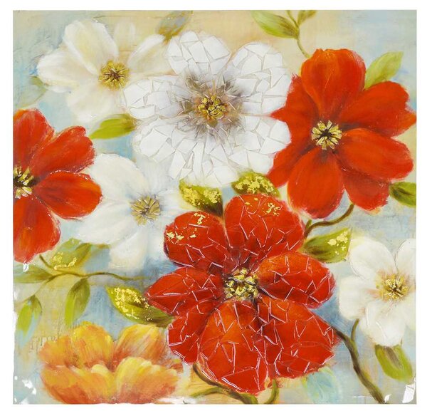 Quadro fiori multicolor in gel cm 100x100