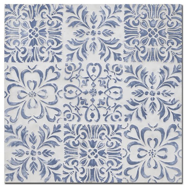 Quadro in legno blu quadro cm 80x80xh3,5
