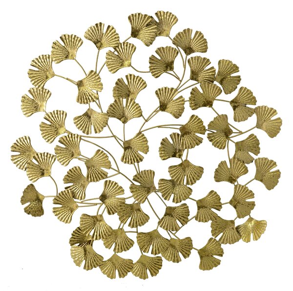 Decorazione da Parete in in metallo oro foglie cm 80x80x3