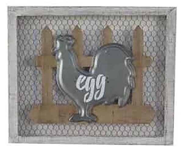 Quadro in legno in metallo gallina egg cm 46x38x3