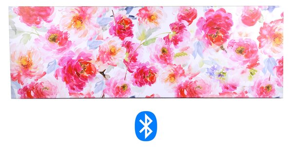 Quadro stampa bluetooth fiori fucsia cm 150x50x4