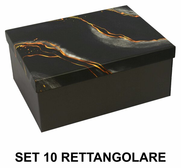 Set 10 Scatole cartone effetto marmo nerorettangolare