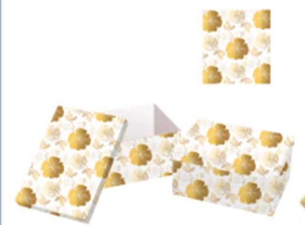 Set 10 Scatole cartone fiori oro rettangolare