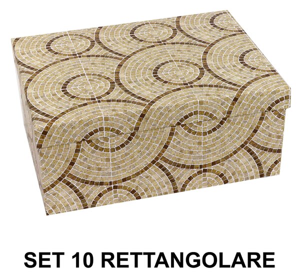 Set 10 Scatole cartone cerchi beige rettangolare