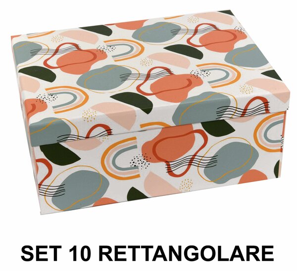 Set 10 Scatole cartone multicolor rettangolare