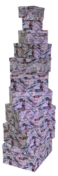 Set 10 Scatole cartone multicolor rettangolare