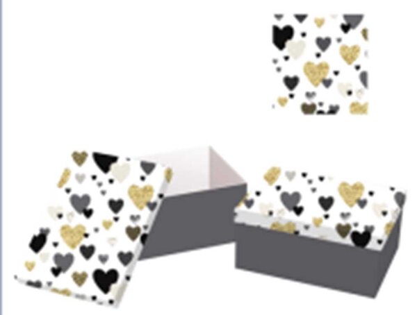 Set 10 Scatole cartone cuori grigio rettangolare