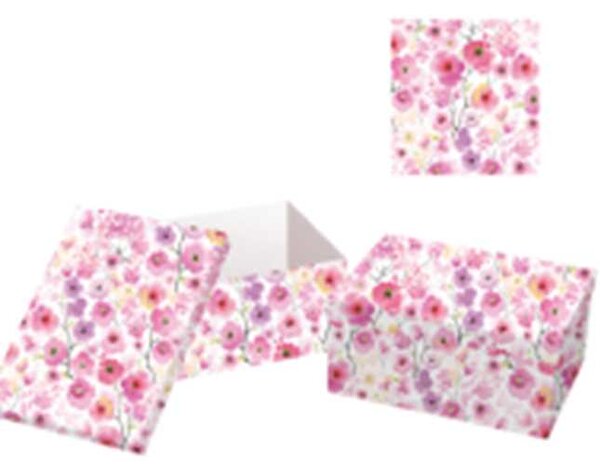 Set 10 Scatole cartone fiori rosa rettangolare