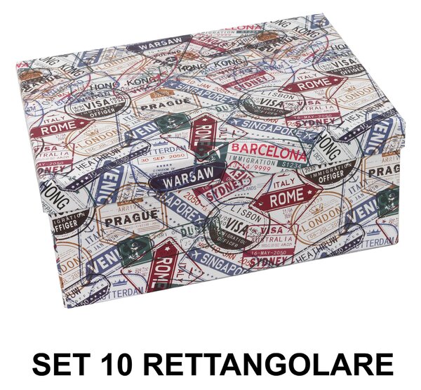 Set 10 Scatole cartone multicolor rettangolare