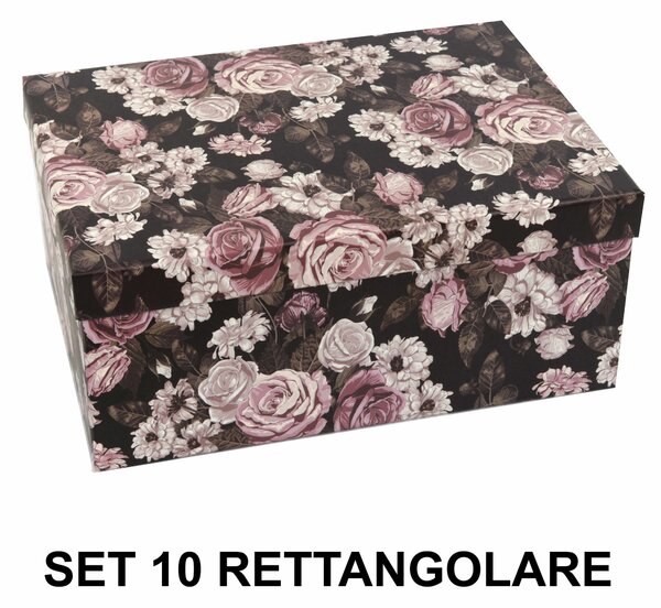 Set 10 Scatole cartone rose nero rettangolare