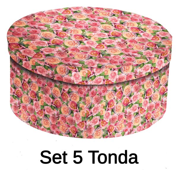 Set 5 Scatole cartone roselline tonda