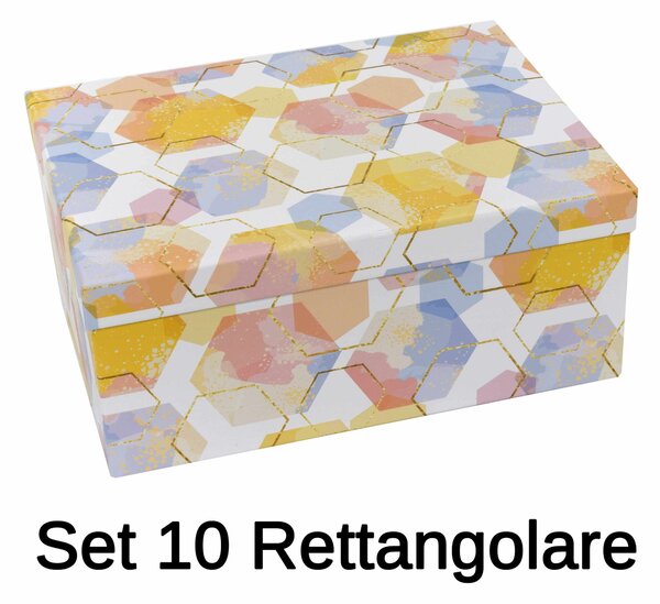 Set 10 Scatole cartone esagoni bianco rettangolare