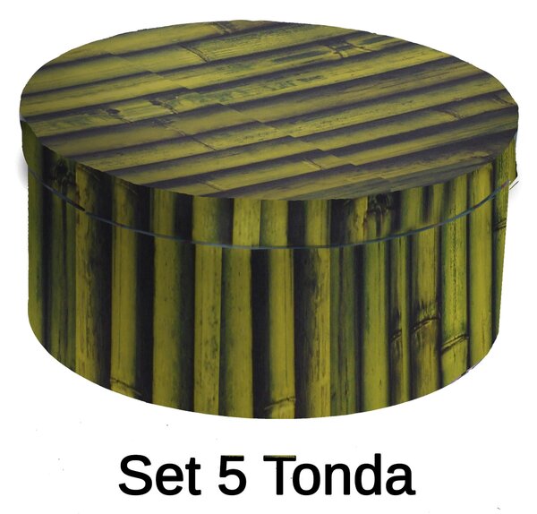 Set 5 Scatole cartone bambù tondo