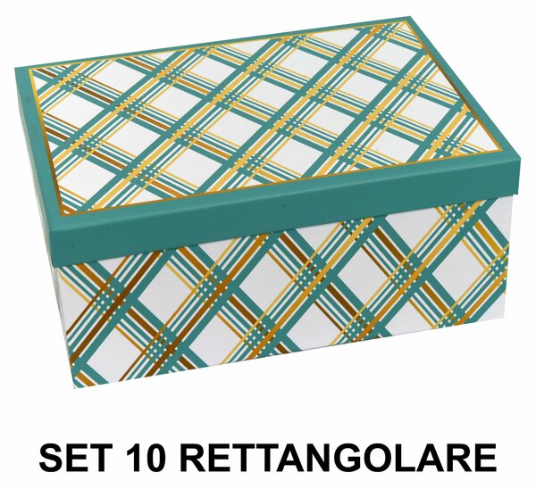 Set 10 Scatole cartone rombi azzurro rettangolare