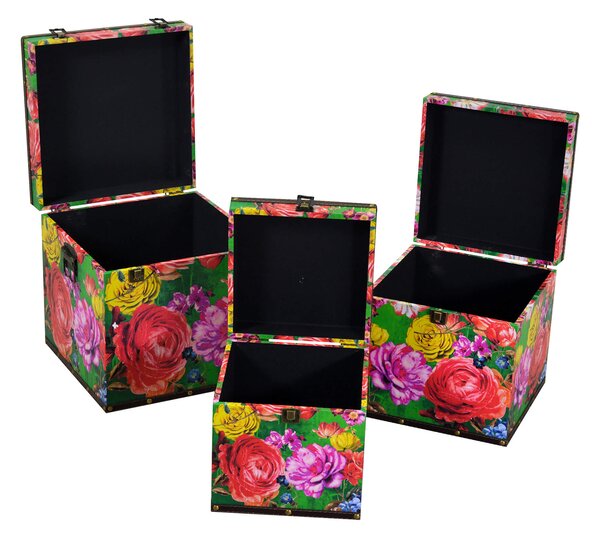 Set 3 Scatole in Similpelle multicolor quadro