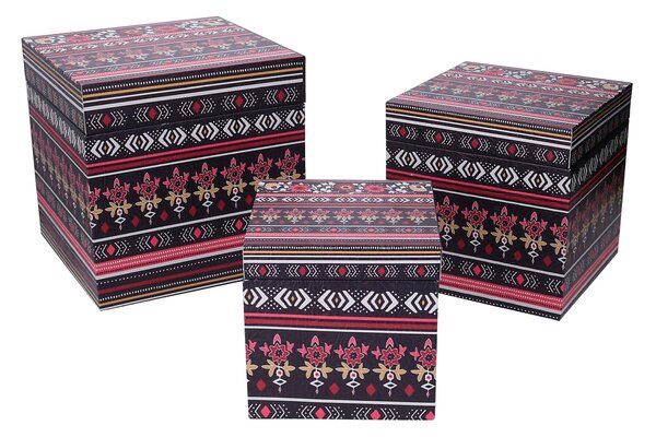 Set 3 Scatole in Similpelle fiori multicolor quadro