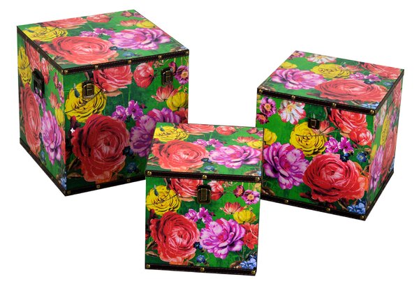 Set 3 Scatole in Similpelle multicolor quadro
