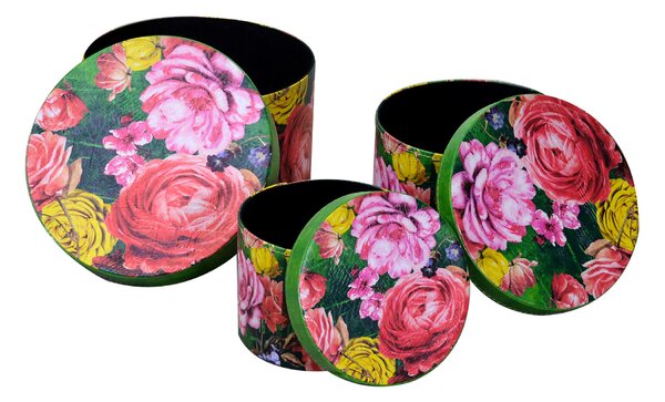 Set 3 Scatole in Similpelle multicolor tondo