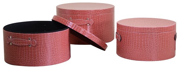 Set 3 Scatole in Similpelle rosso tondo